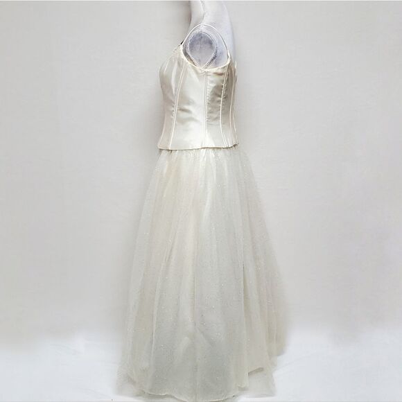 Vintage Y2K Jessica McClintock Gunne Sax Tulle Rhinestone Bustier Princess Dress - Picture 9 of 16
